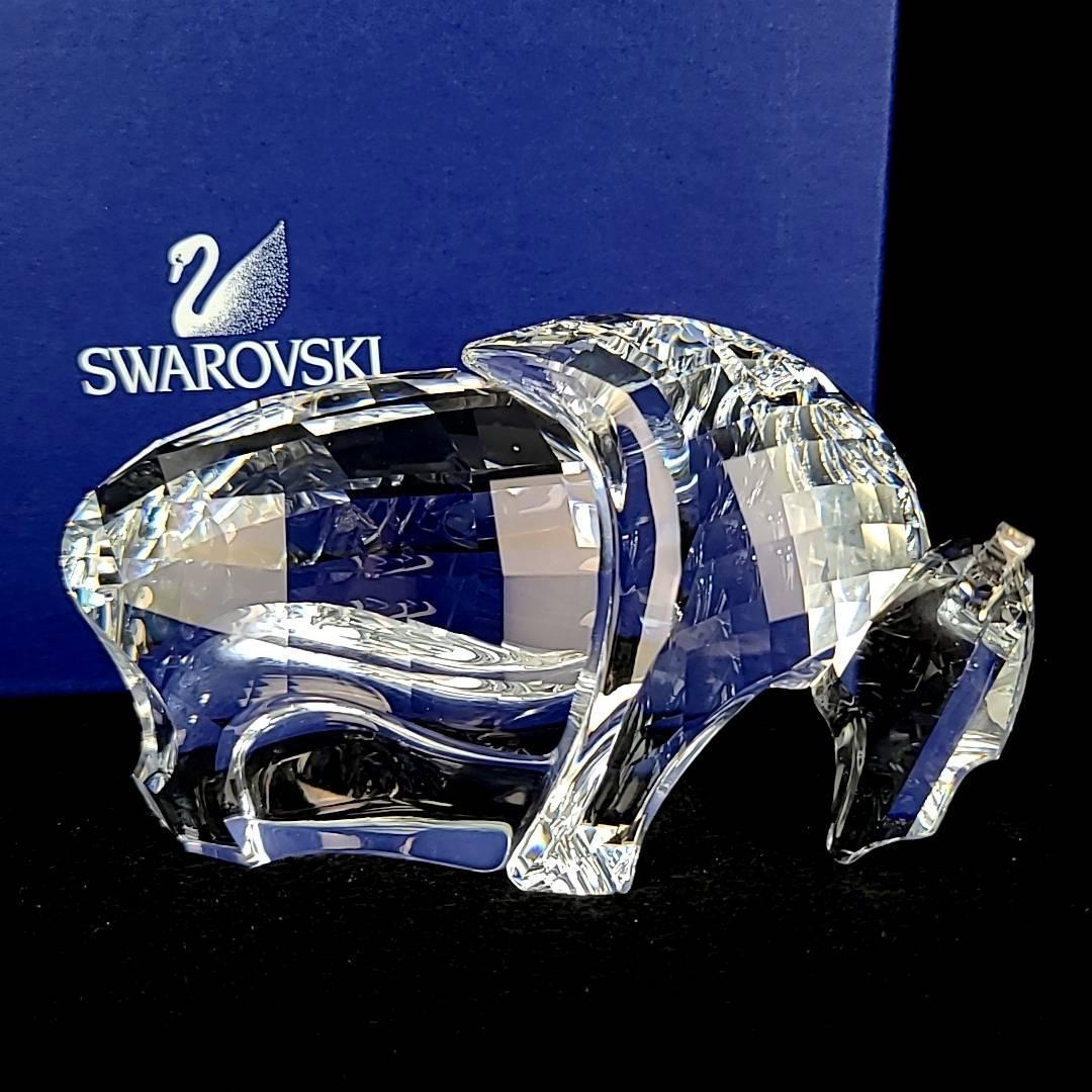□良品 ◆ スワロフスキー SWAROVSKI アニマル バッファロー 牛 624598 置物 フィギュリン 箱つき