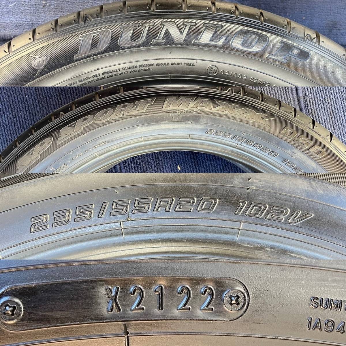 【2022年製造　溝8分山　側面キズ有】ダンロップ DUNLOP SP SPORT MAXX 050 1本 235/55R20 ASP1389_画像6