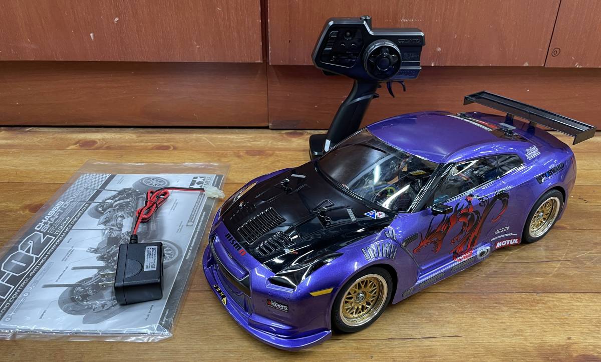 T☆TAMIYA タミヤ TT-02シャーシ フルセット R35 GTR すぐに走行可能 2.4GHzプロポ サーボ アンプ 受信機_画像1