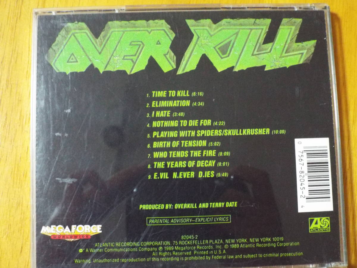 オーバーキル Years of Decay 輸入盤◇OVERKILL ◇ エルスワース / ボビー・グスタフソン / D.D. ヴァーニ/シド・ファルク_画像3