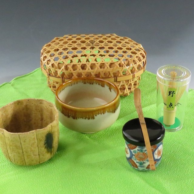 ◆◇小さな茶道具セット 入子茶碗 茶器 茶杓 新品茶筅 5点揃え◇◆茶道具 chado ware dbsy10094-s