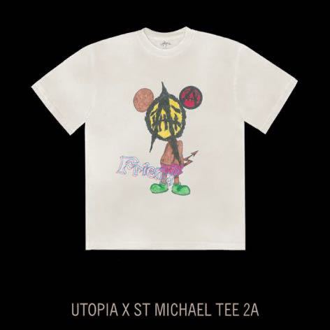 トラビス スコット ユートピア x セント マイケル Tシャツ 2A ホワイト