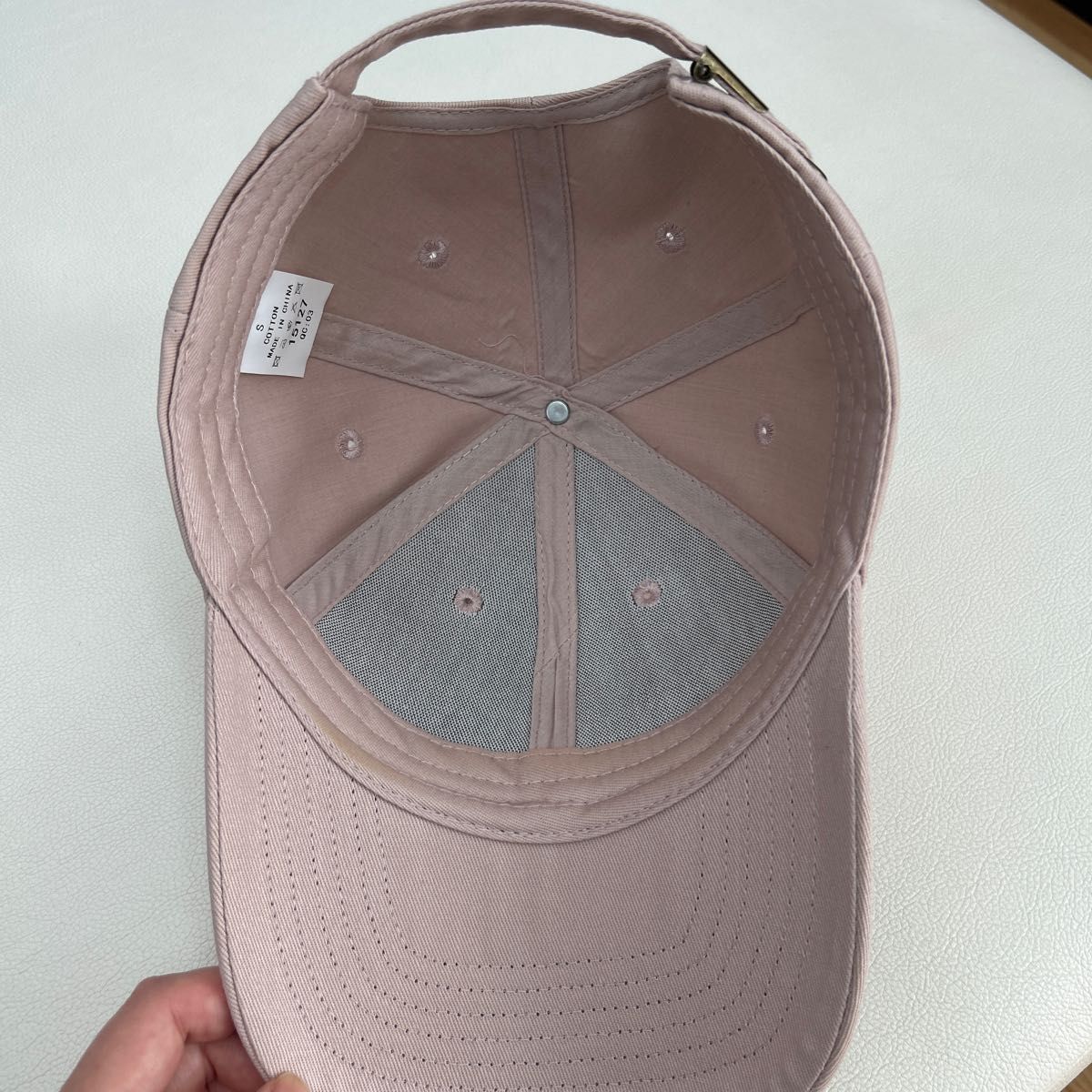 キャップ帽子　キャップ レディース 完全遮光 帽子 深め 大きい つば 8cm コットン 紫外線 防止　サクラベージュ