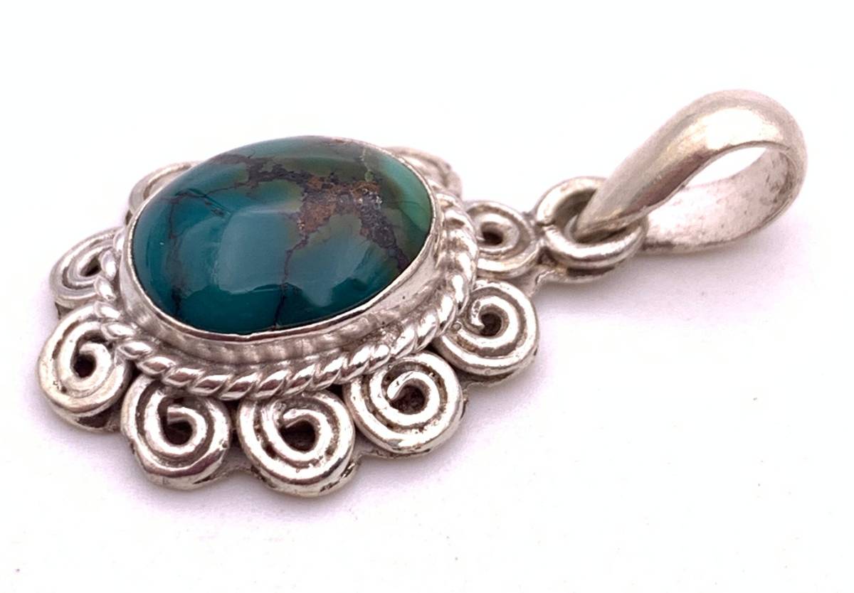  natural stone turquoise silver925 top /HANDMADE-TQR9