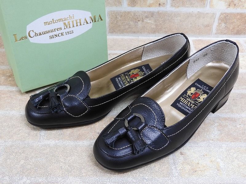 未使用品! ミハマ/Les Chaussures MIHAMA レザー タッセル ヒール ローファーパンプス 22cm 【4872y1】_画像1