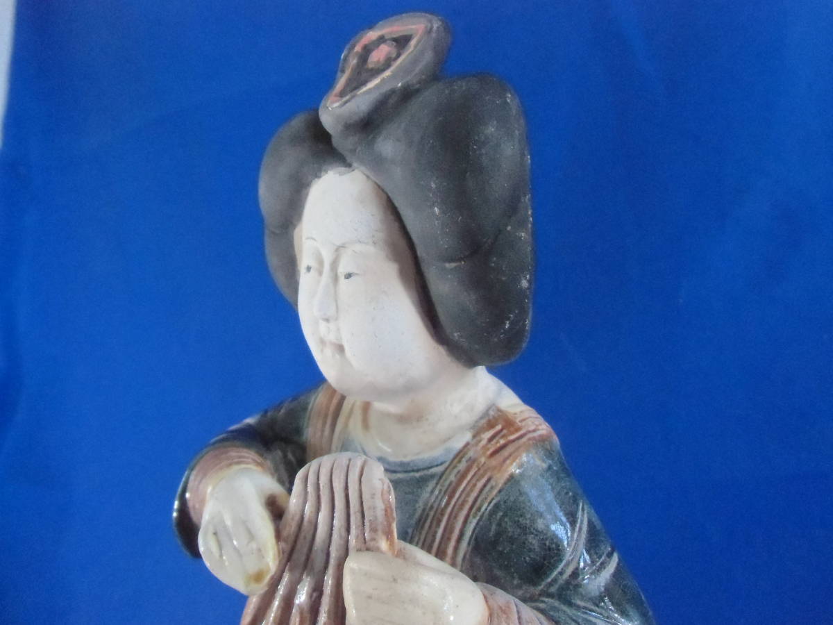 中国美術、 唐三彩、加彩婦人俑、 樂紺、 陶器人形、 婦人俑、骨董品、中國古瓷器、高さ３７ｃｍ_画像8