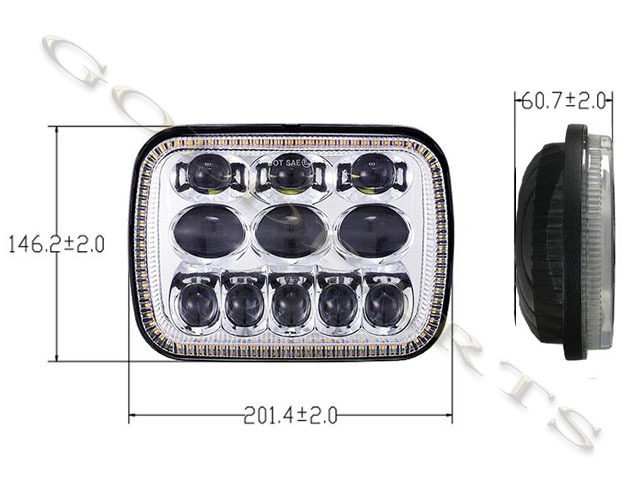 【正規モデル】5X7インチ　角型　汎用　LEDヘッドライト DRLデイライトスタイル　78プラド　　サニトラ　AE86 KP61　旧車　FC3S D21　角目_画像6