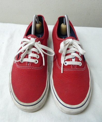 ◆VANS バンズ Authentic オーセンティック ソールロゴ キャンバス スニーカー 赤 サイズ8.5　26.5cm_画像5