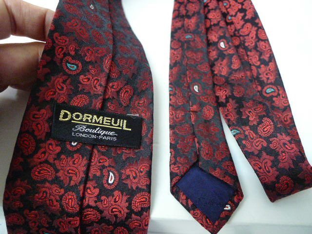 ◆DORMEUIL ペイズリー柄 総柄 ネクタイ 赤系 美品_画像4