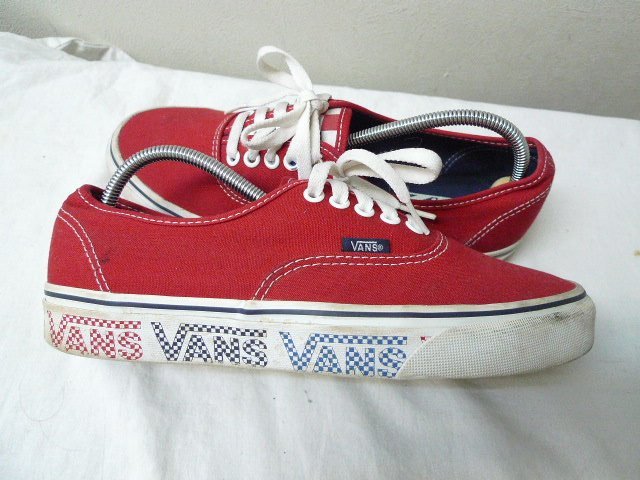 ◆VANS バンズ Authentic オーセンティック ソールロゴ キャンバス スニーカー 赤 サイズ8.5　26.5cm_画像2