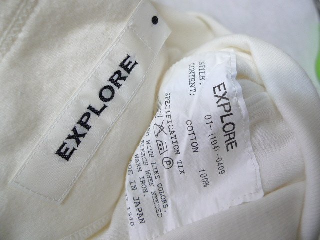 ◆◆元 curly ブランド EXPLORE エクスプロ― ベーシック Tシャツ 白系 サイズ2の画像3