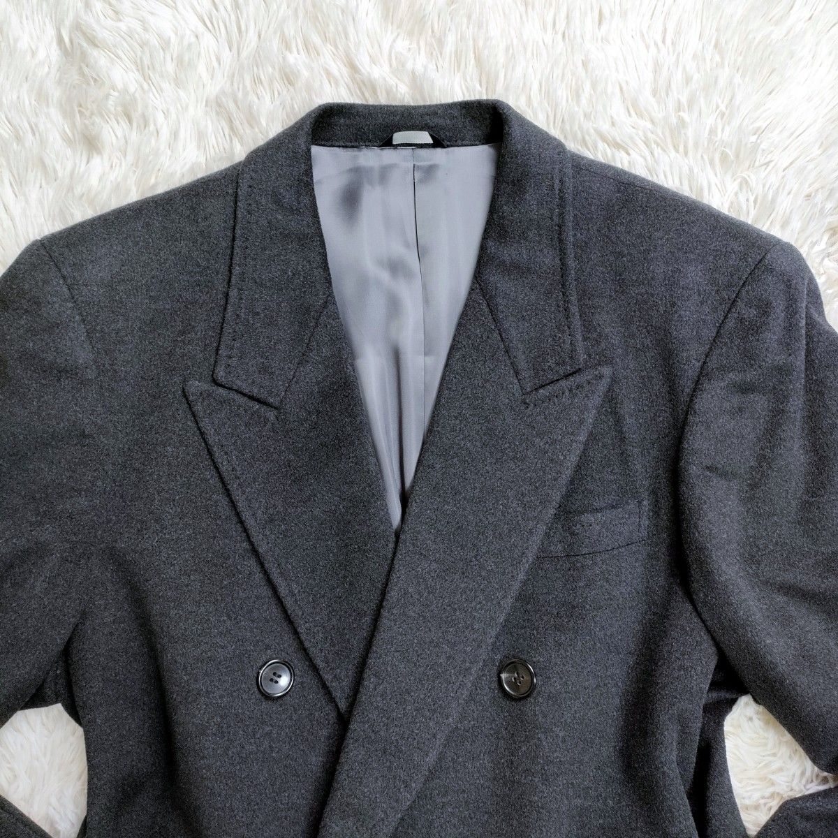 美品 dolcis LONDON カシミア 100% ダブル チェスターコート ブラック