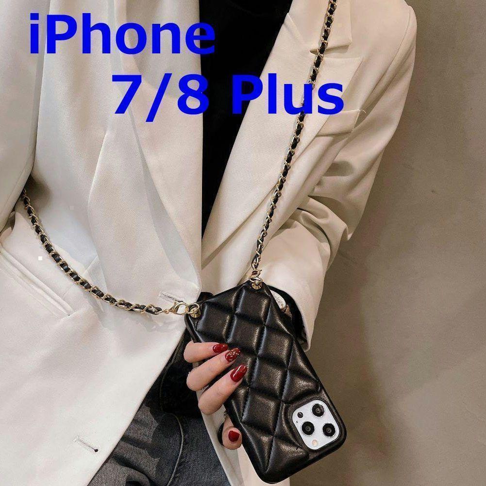 iPhoneケース 7/8 Plus ショルダー ストラップ キルト 肩掛け_画像1