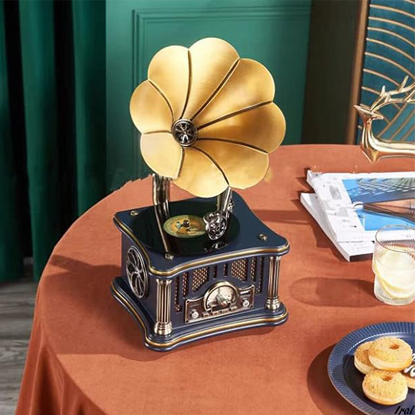  gramophone Mini small size Vintage USB speaker built-in high sensitive speaker retro interior Mini gramophone 20W