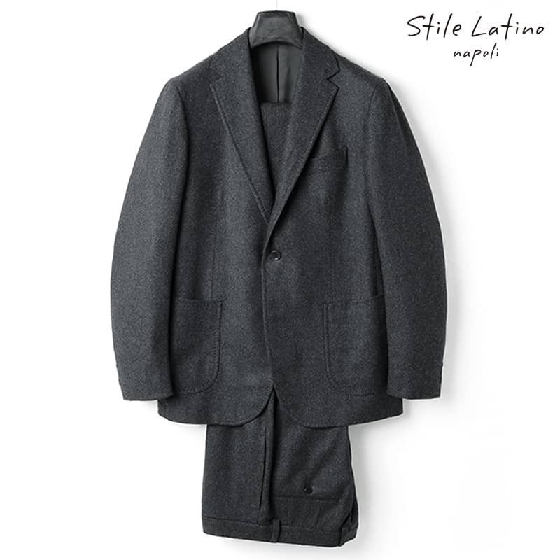 ◆【Stile Latino(スティレラティーノ)/秋冬/ウールフランネルパッチポケット3Bスーツ(VINCENZO)】[stl2370291-52]