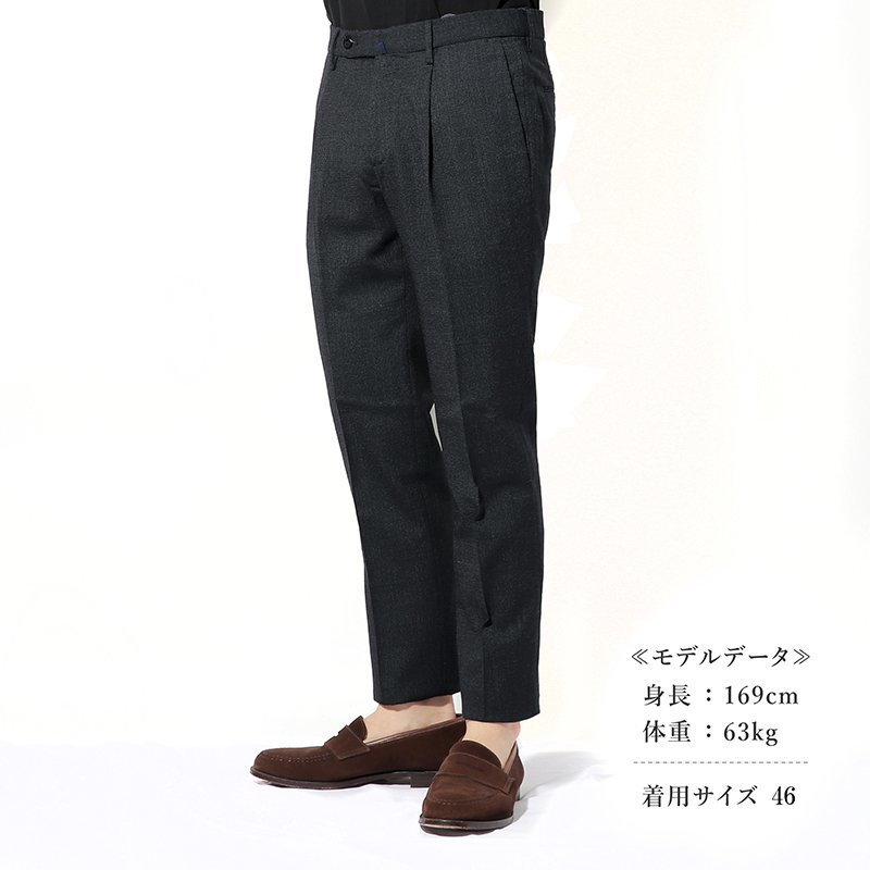 ◆【INCOTEX (インコテックス)/秋冬/ウールポリエステルジャカードマイクロチェック柄1プリーツパンツ(31型/SLIM FIT)】[itx2360111-46]_画像9