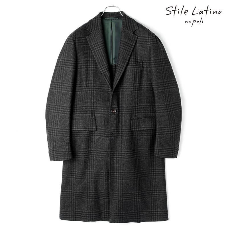 ◆【Stile Latino(スティレラティーノ)/秋冬/ウールライトツイードグレンチェック柄3Bチェスターコート(EOLO)】[stl2360041-52]_画像1