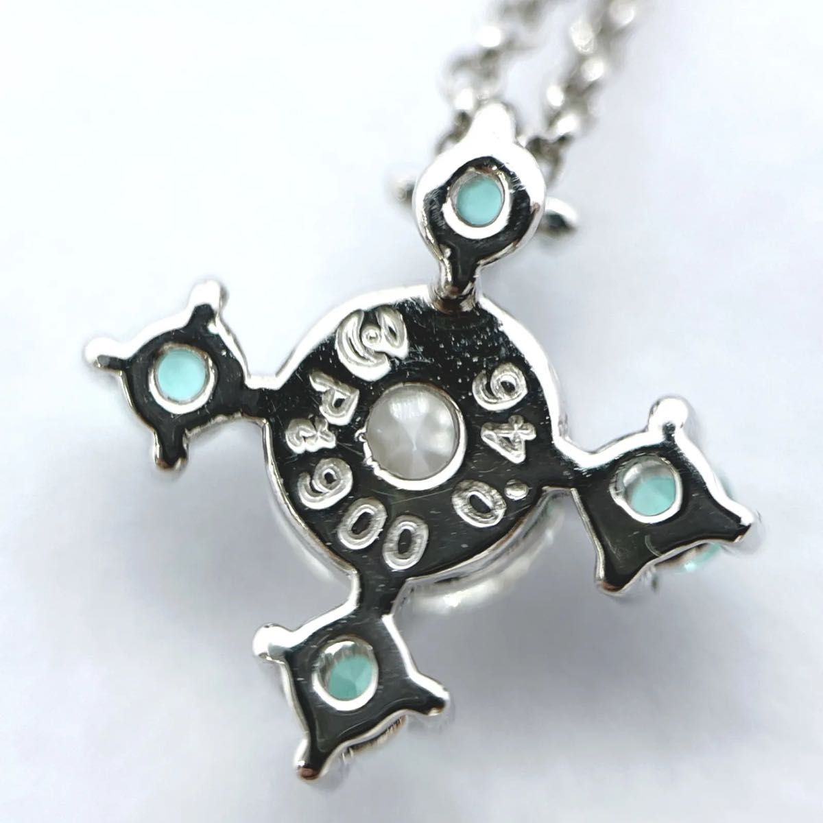 ネックレス Pt850/Pt900 TASAKI タサキ ダイヤ0.46ct 水色石4P 2.8g 40.5cm 田崎 プラチナ