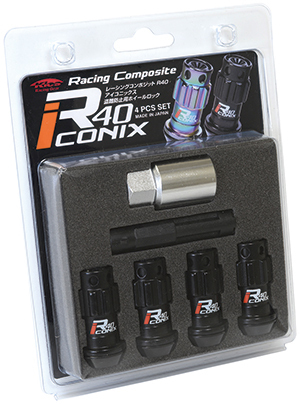 送料無料 YIA4-1KK Racing Composite R40 iCONIX Lock 4pcs SET M12×P1.5 Aluminum Cap ブラック キャップ ブラック ロックのみ KYO-EI_画像1