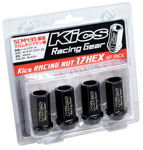 送料無料 KYO-EI Kics Racing Nut KRN1BK4P 17HEX M12×P1.5 (4pcs) Black SCM435鍛造クロムモリブデン鋼 ホイールナット (4個)_画像1