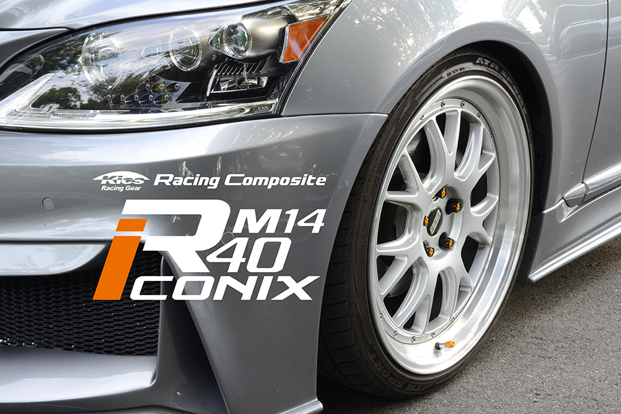 送料無料 RIA-14NK KicS Racing Composite R40 iCONIX M14 x P1.5 Lock & Nut SetAluminum Cap ネオクローム キャップ付 ブラック KYO-EI_画像1