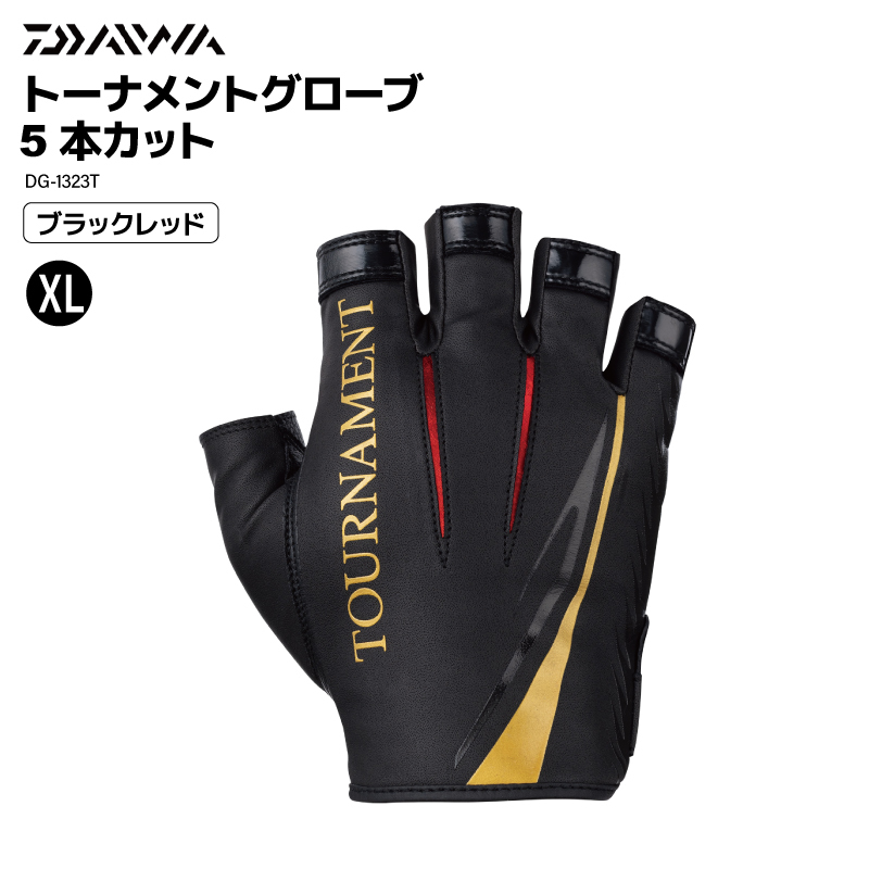 DAIWA トーナメントグローブ 5本カット DG-1323T ブラックレッド／XL フィッシンググローブ 手袋