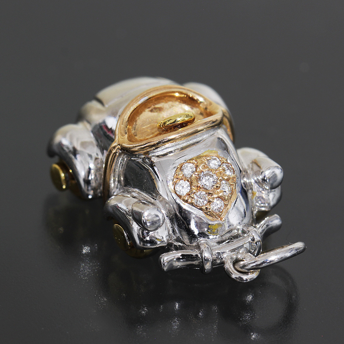 激安正規 K18 トップ ネックレス ダイヤ AREZZO アレッツォ ミニカー 5339A 新品仕上済 自動車 YG WG 0.05ct チャーム 7.1g●ペンダント ダイヤモンド