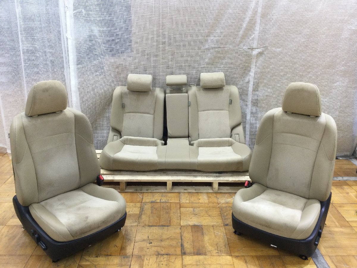 トヨタ GRX130 マークX 中期 ベージュ ハーフレザー ヒーター付 運転席 助手席 後部座席 シート 1台分 トリムNO:FC20　2302477　2K3-1 市_使用に伴う傷や汚れがあります。
