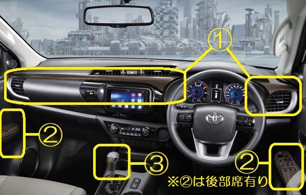 Yahoo!オークション - 新型ハイラックス ウッドパネルW3IAK Yahoo!オークション - 新型ハイラックス ウッドパネルW3IAK