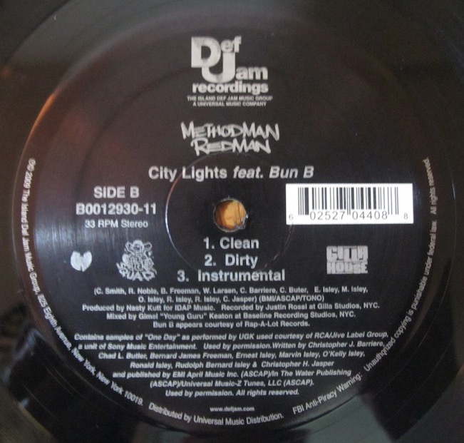 METHOD MAN & REDMAN - A-YO / CITY LIGHTS US盤12インチ (DEF JAM / 2009年) PETE ROCK / SAUKRATES / BUN B / WU TANG CLAN / DEF SQUAD_画像6