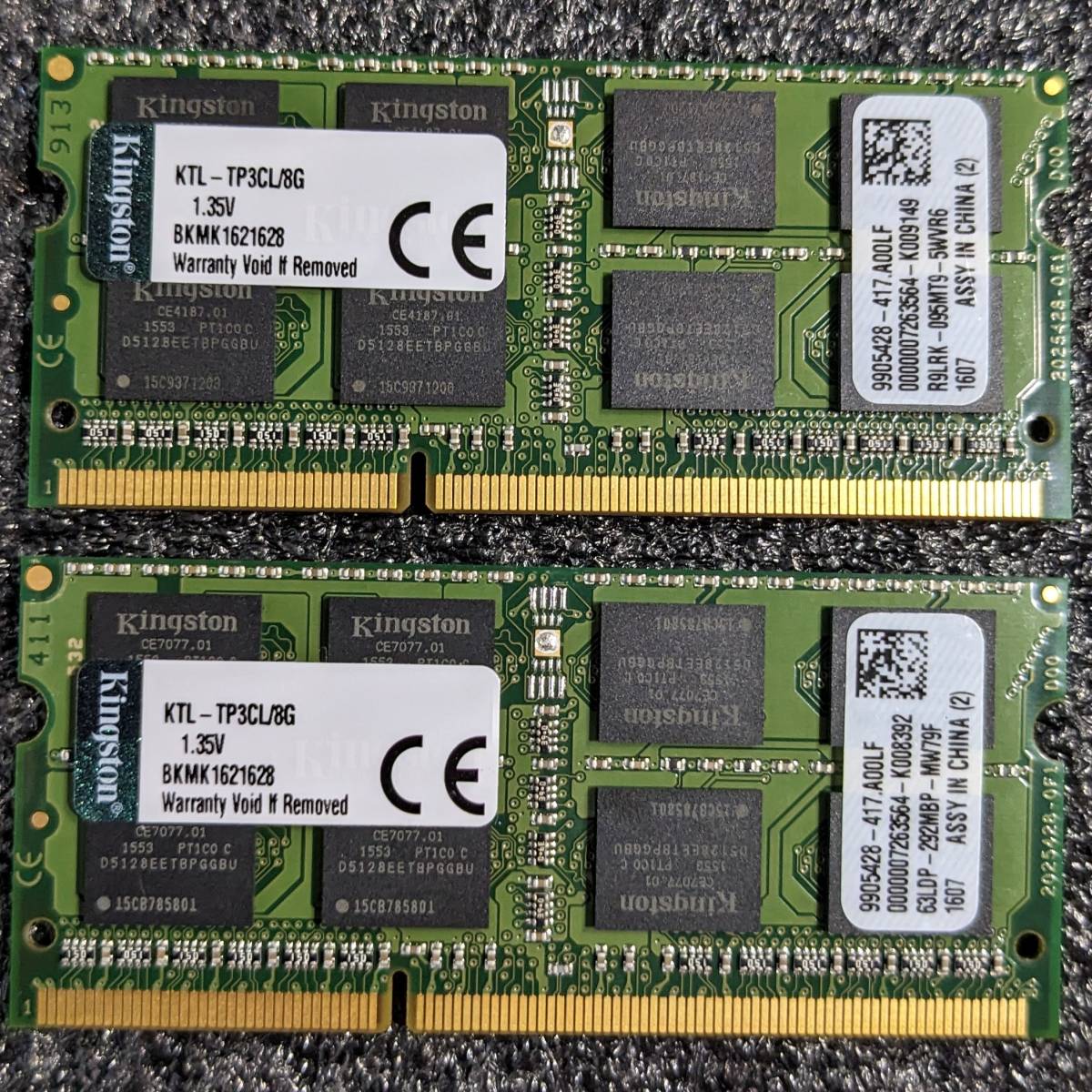 海外 正規品】 Kingston 16GB(8GB2枚組) SODIMM 【中古】DDR3 KTL
