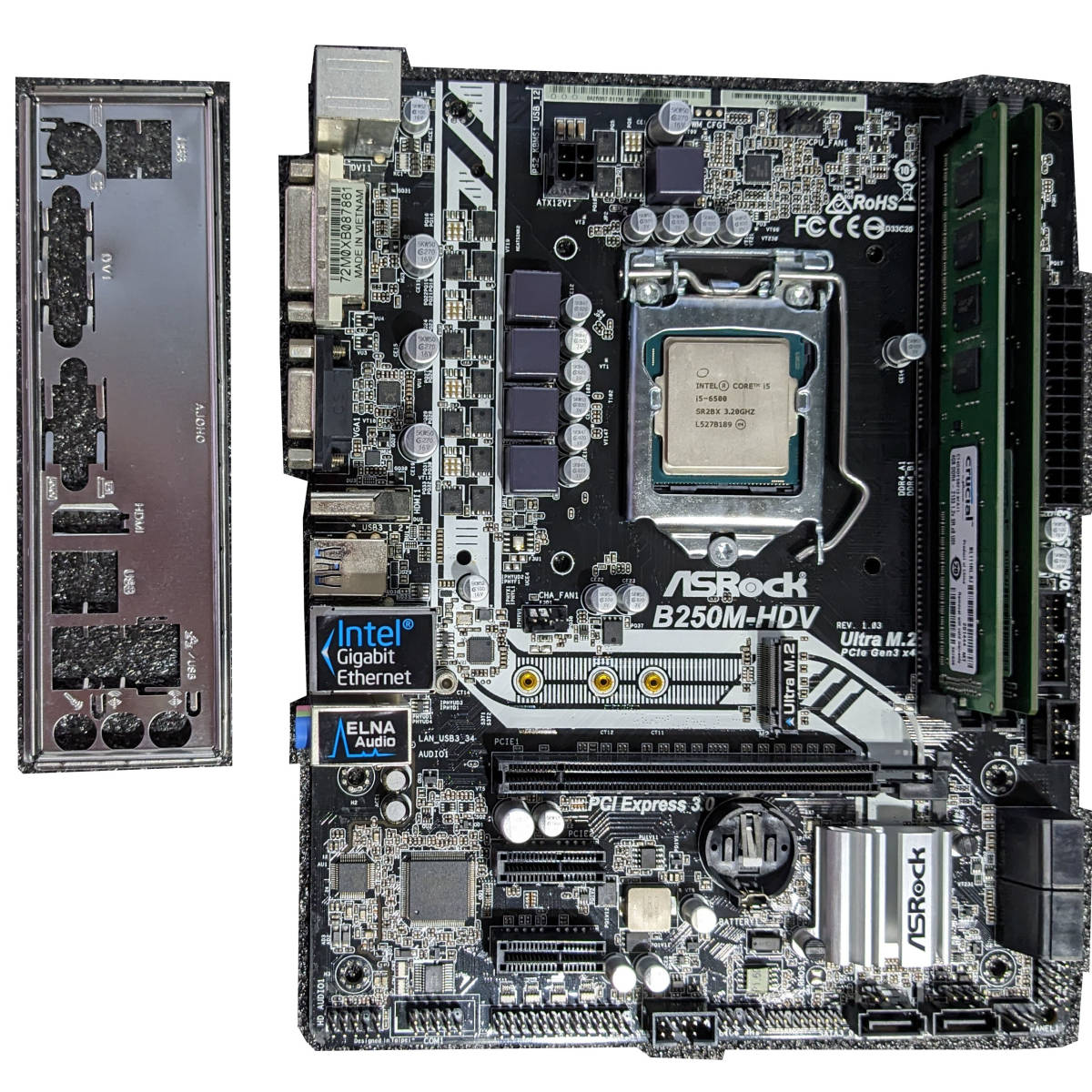 ASRock B250M-HDV(Win10Proデジタルライセンス) + CPU(i5 6500) メモリ