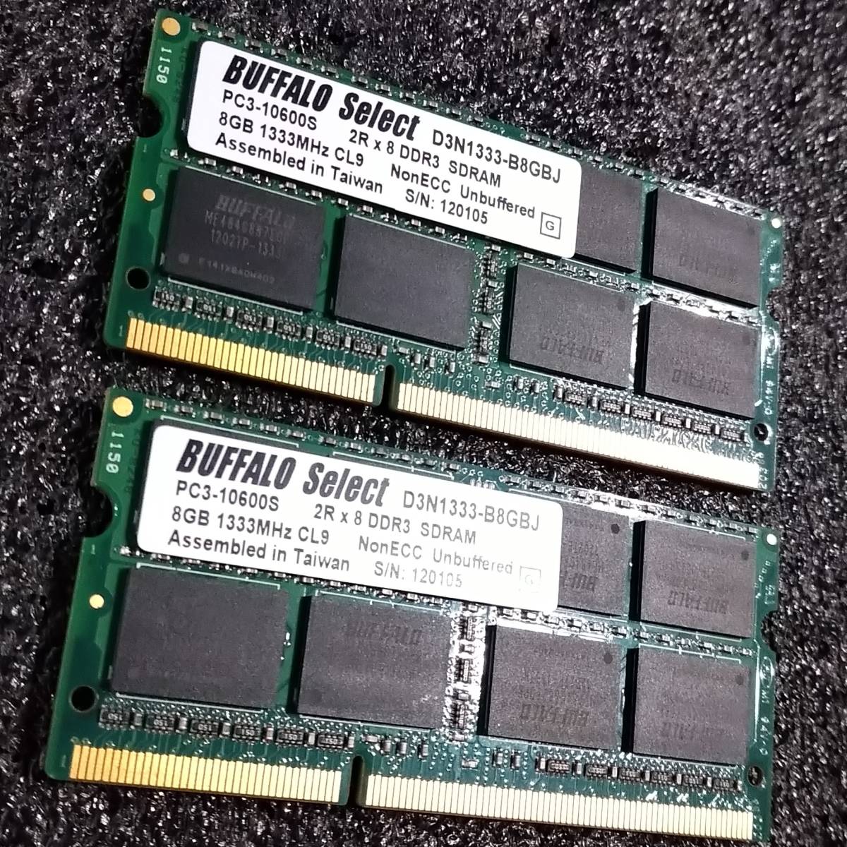 【中古】DDR3 SODIMM 16GB(8GB2枚組) BUFFALO D3N1333-B8GBJ [DDR3-1333 PC3-10600 1.5V]_画像3