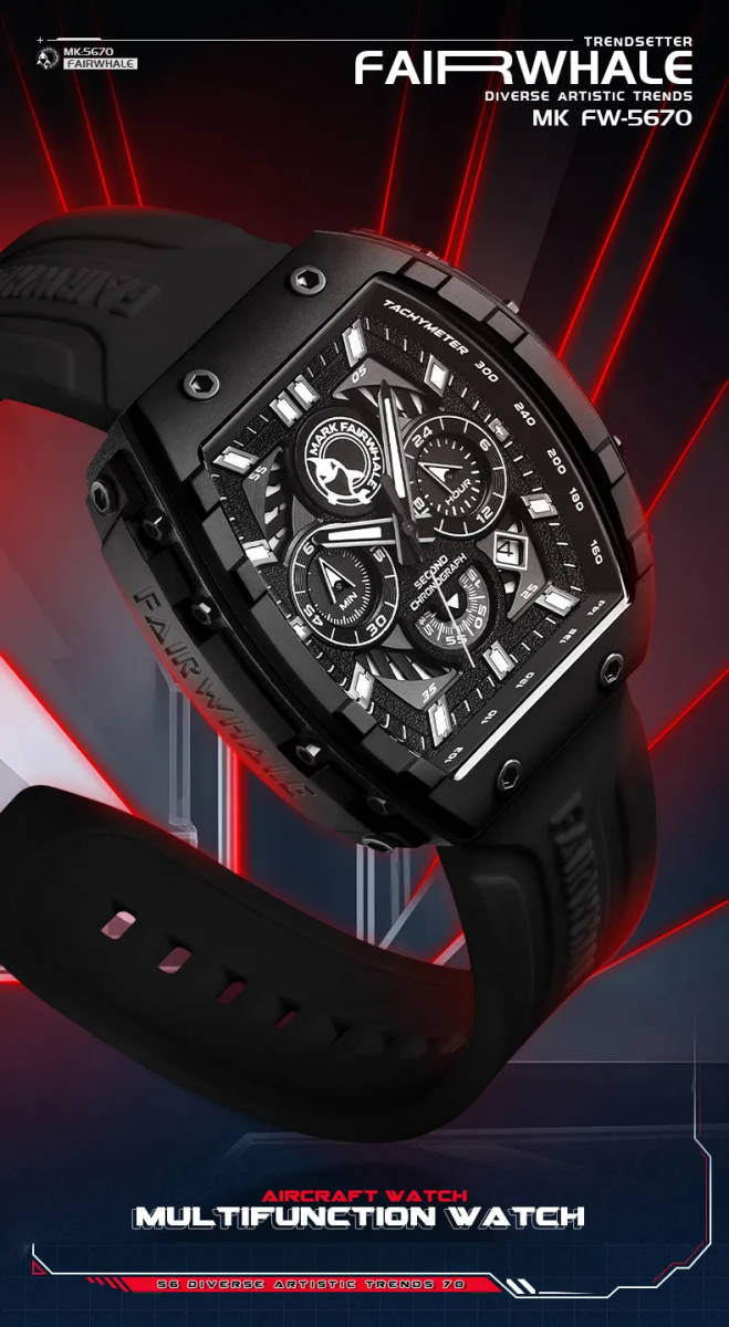 FAIRWHALE  мужской   высокое качество   наручные часы  FW-5670  кварцевый   повседневный   спорт   мода    часы    хронограф   жизнь  водонепроницаемый   часы   красный 