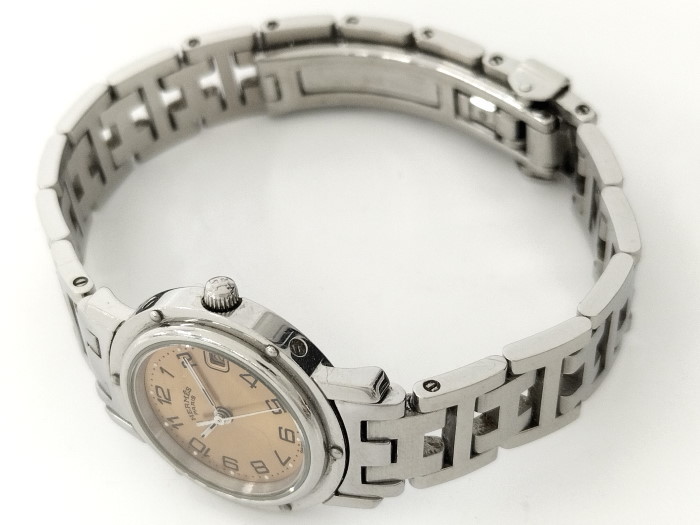 【中古】HERMES クリッパー 腕時計 SS ゴールド文字盤 クォーツ CL4.210_画像3