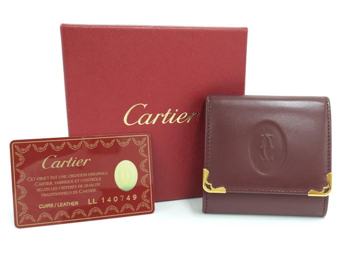 【中古】Cartier コインケース マストライン コインパース レザー ボルドー L3000158_画像8