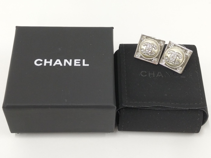 【中古】CHANEL ピアス ココマーク ラインストーン シルバー B23S_画像8