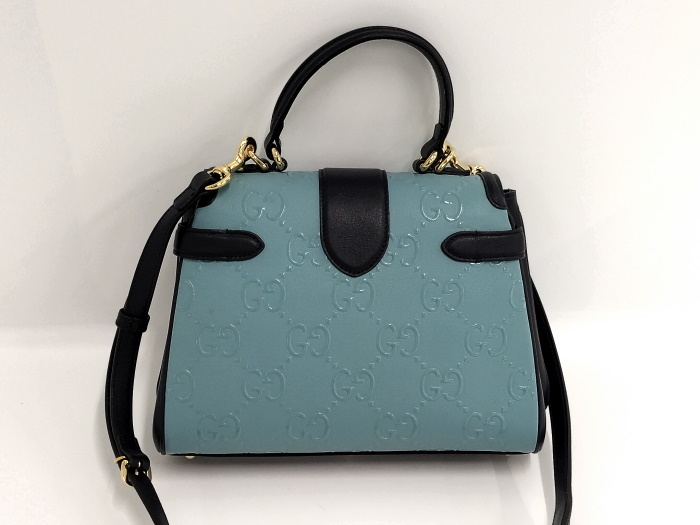 【中古】GUCCI GGスモール 2WAY ショルダーバッグ レザー ブルー 675791_画像2