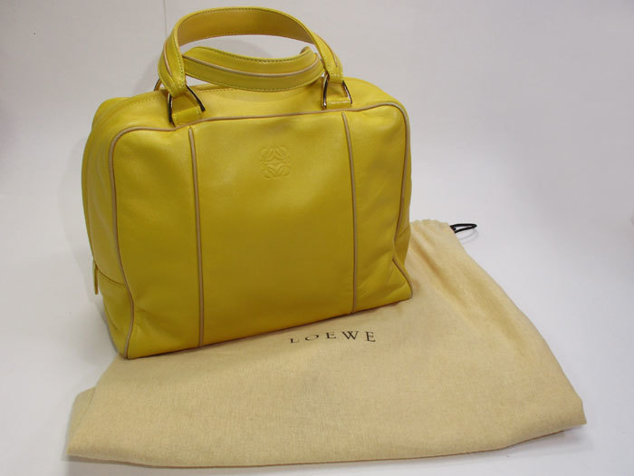 【中古】LOEWE アナグラム ハンドバッグ レザー イエローの画像8