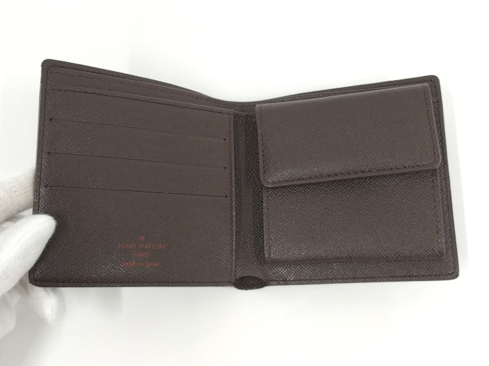 【中古】LOUIS VUITTON 二つ折り財布 ポルトフォイユマルコ ダミエ エベヌ N61675_画像2