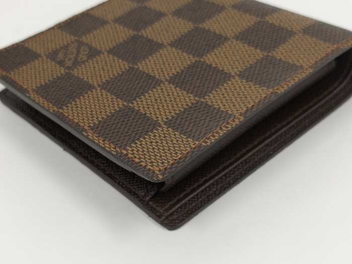 【中古】LOUIS VUITTON 二つ折り財布 ポルトフォイユマルコ ダミエ エベヌ N61675_画像4