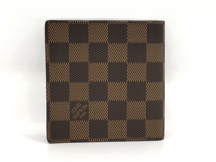 【中古】LOUIS VUITTON 二つ折り財布 ポルトフォイユマルコ ダミエ エベヌ N61675_画像3