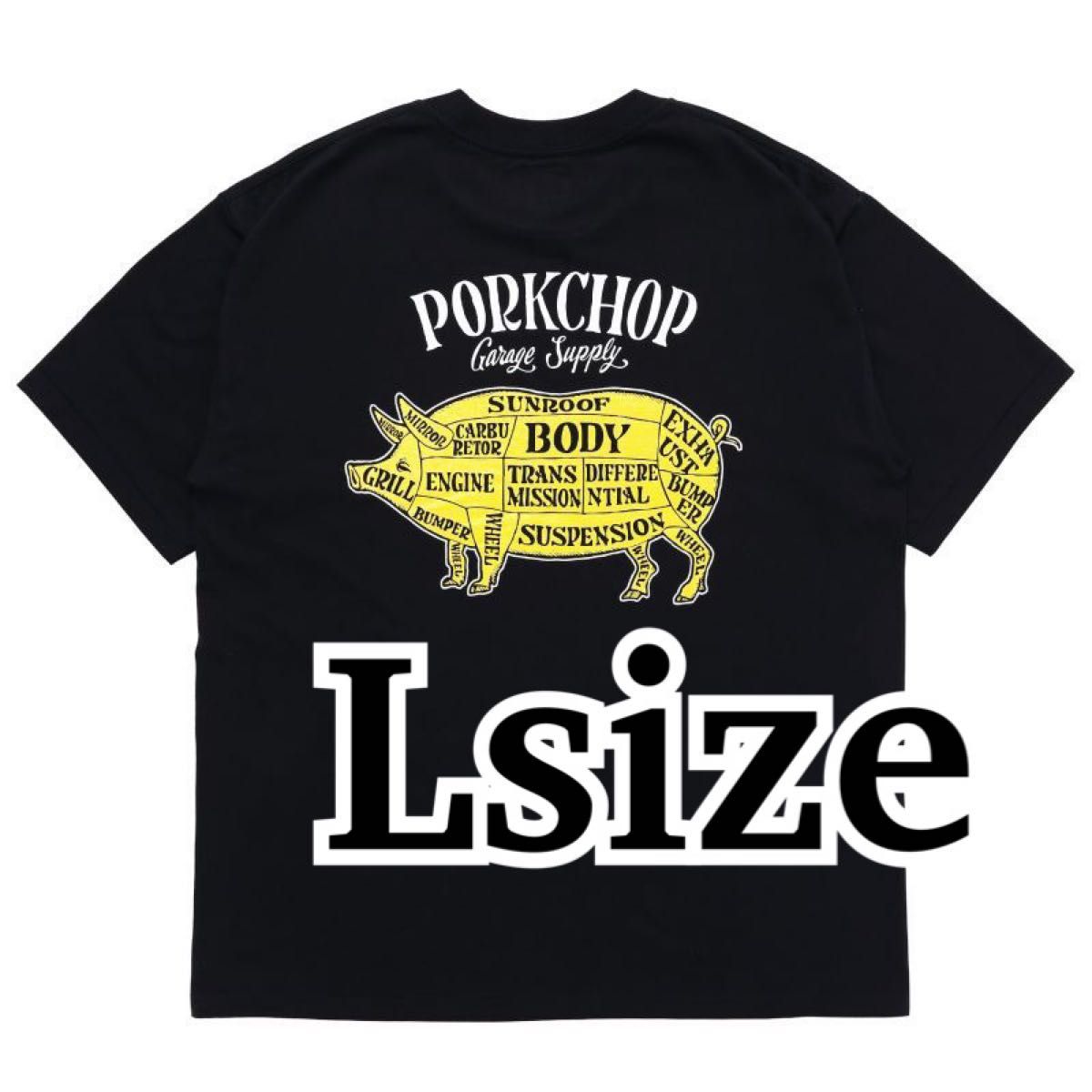 ポークチョップ Tシャツ/PORKCHOP BLACK YL XLキムタク-