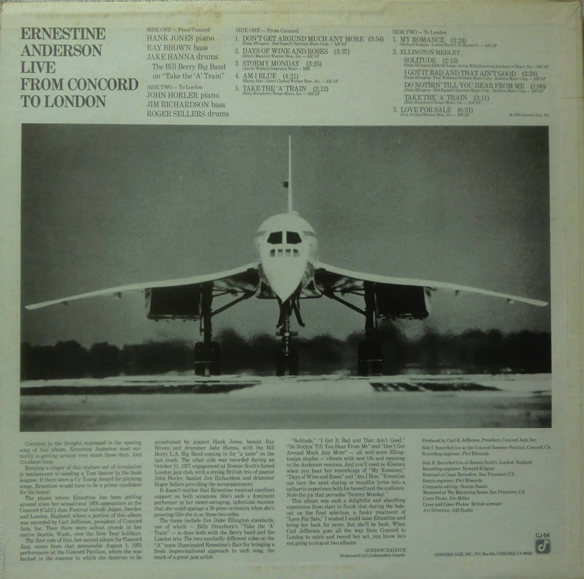 ★US ORG LP★ERNESTINE ANDERSON★LIVE FROM CONCORD TO LONDON★78'JAZZ VOCAL名盤★_画像2