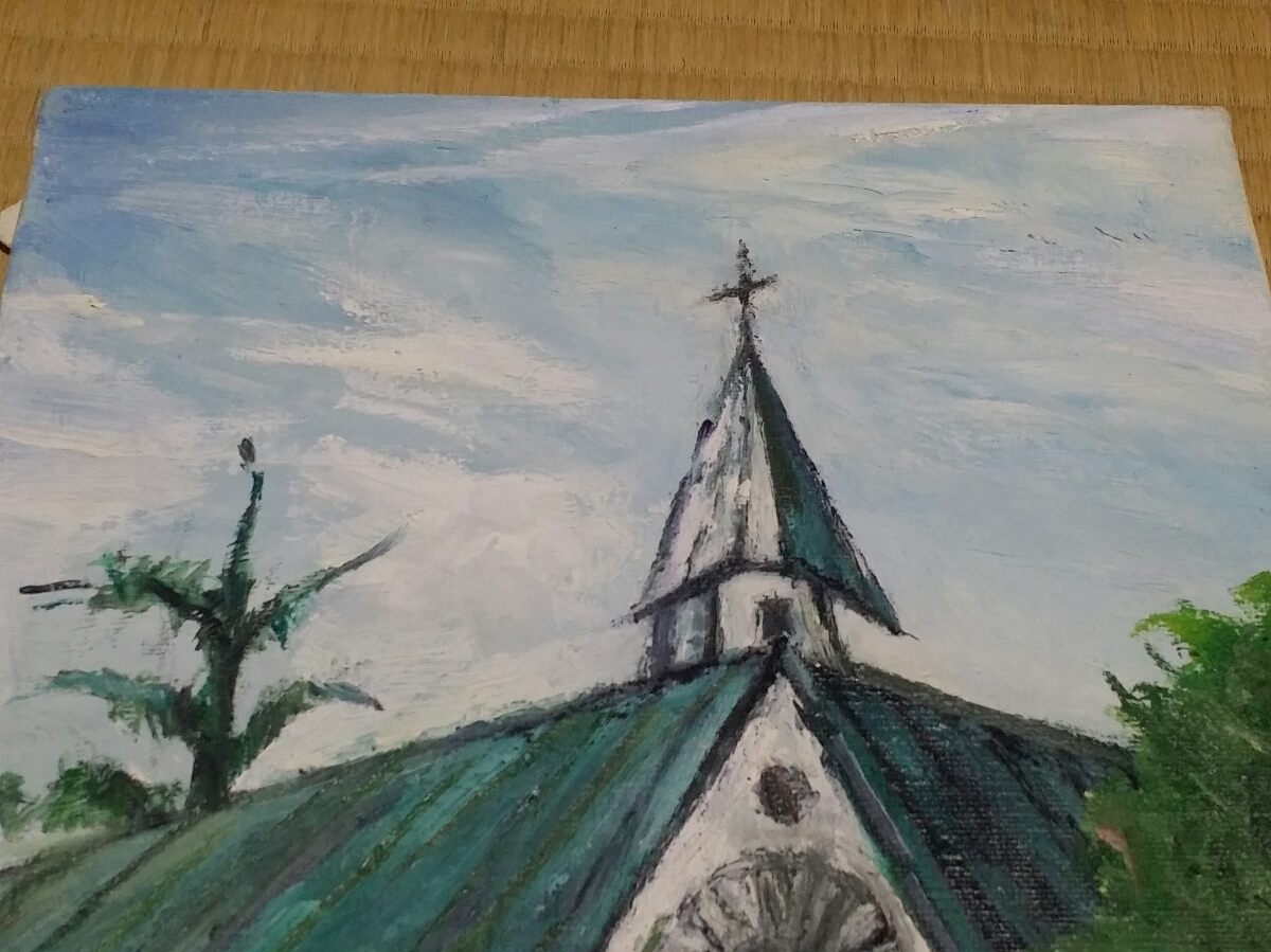 ヤフオク 油絵 風景画 サイズf3 約28 22cm 教会 花 木 空 ヤフオク 油絵 風景画 サイズf3 約28 22cm 教会 花 木 空