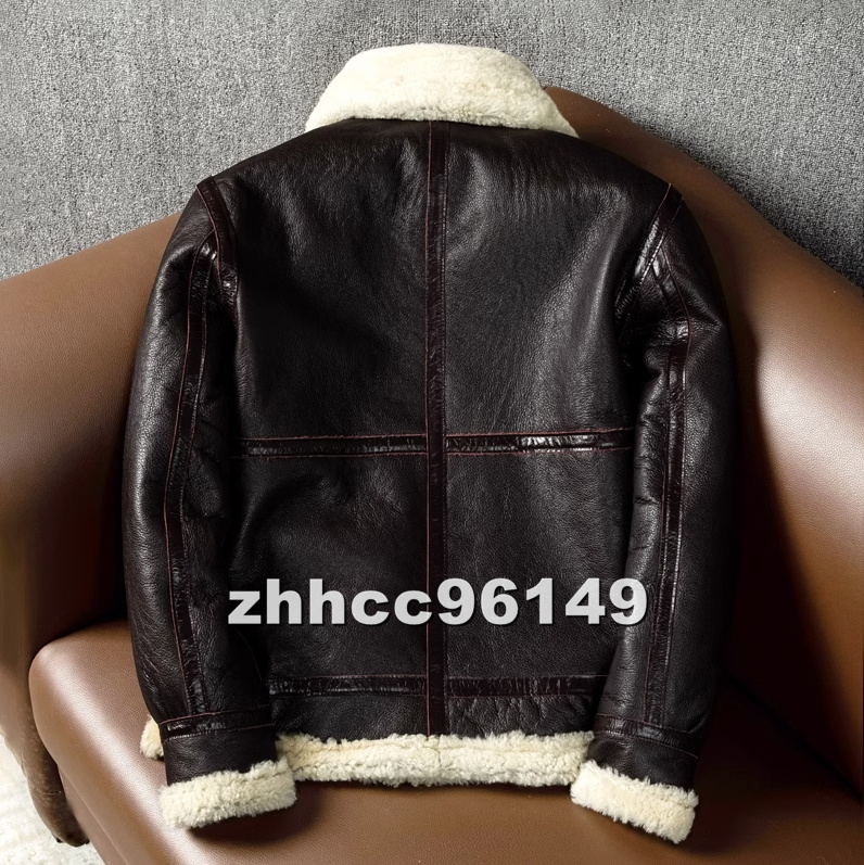 ■高品質■フライトジャケット B3 最上級 羊革 ラムウール 毛皮 レザージャケット ブルゾン 厳冬対策 S~5XL_画像3