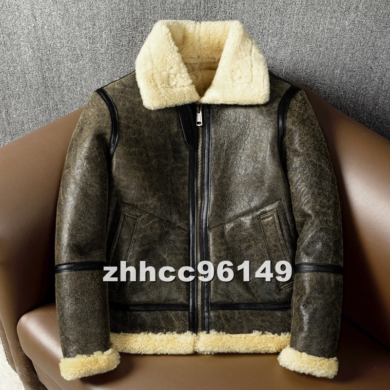 ■最上級■1930's USA スタイル B-3 高品質 フライトジャケット 羊革 ラムウール 毛皮 レザージャケット ブルゾン 厳冬対策 S~6XL