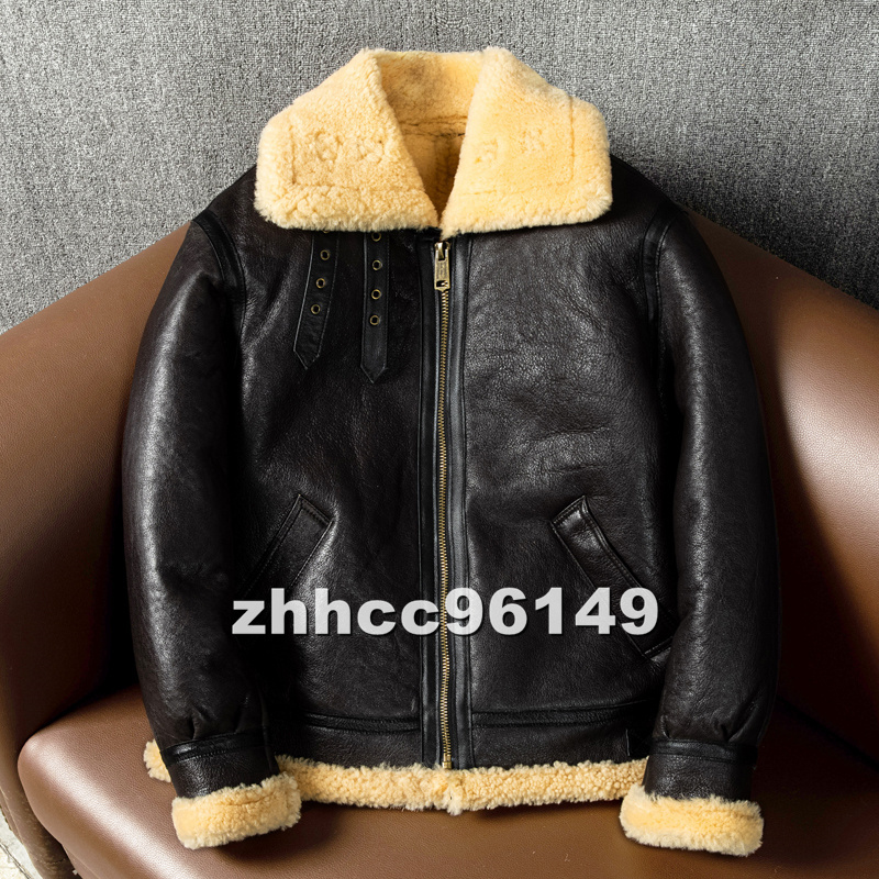 ■最上級■フライトジャケット B-3 高品質 羊革 ラムウール 毛皮 レザージャケット ブルゾン 厳冬対策 S~5XL