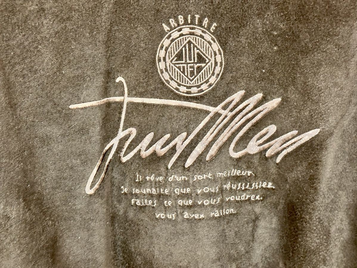 JUN MEN スエード 本革 レザージャケット フライトジャケット MA-1 刺繍 メンズ Mサイズ 1980年代 当時もの ビンテージ 送料無料_画像3
