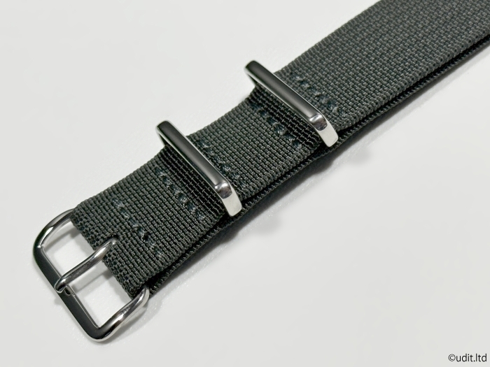 ラグ幅：22mm リブ編み 高品質 NATOストラップ ブラックグレー 腕時計ベルト ナイロン バンド ファブリック rib